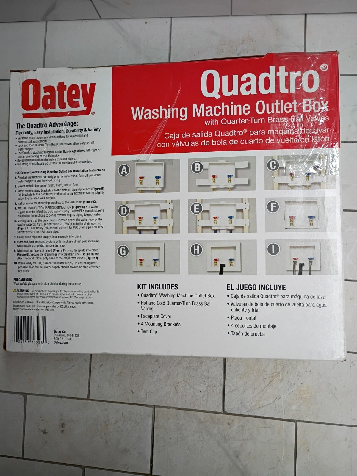 Oatey 38528 Quadtro 1/2 in. x 1/2 in.  Washing Machine Outlet Box Open Box