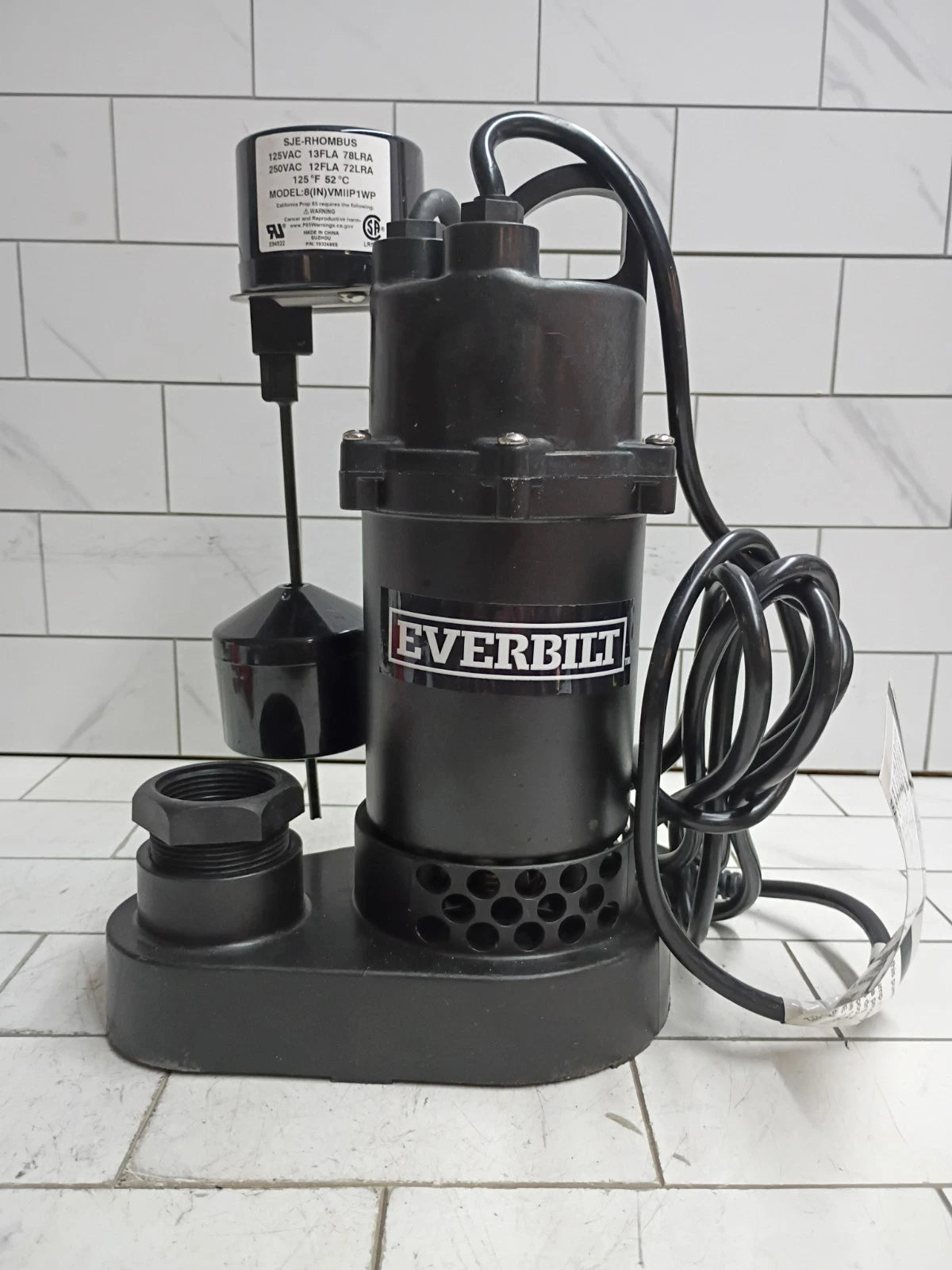 Everbilt HDSP50V 1/2 HP submersible Aluminum Vertical Float Switch Sump Pump OB