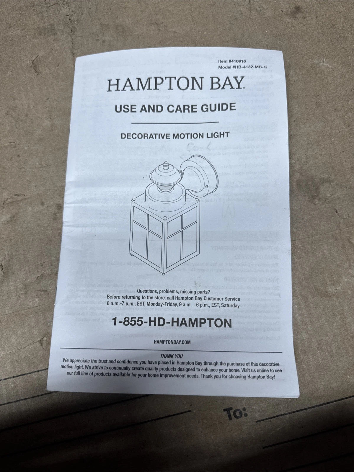 Hampton Bay Small Exterior Motion Sensing Wall Lantern Black Finish