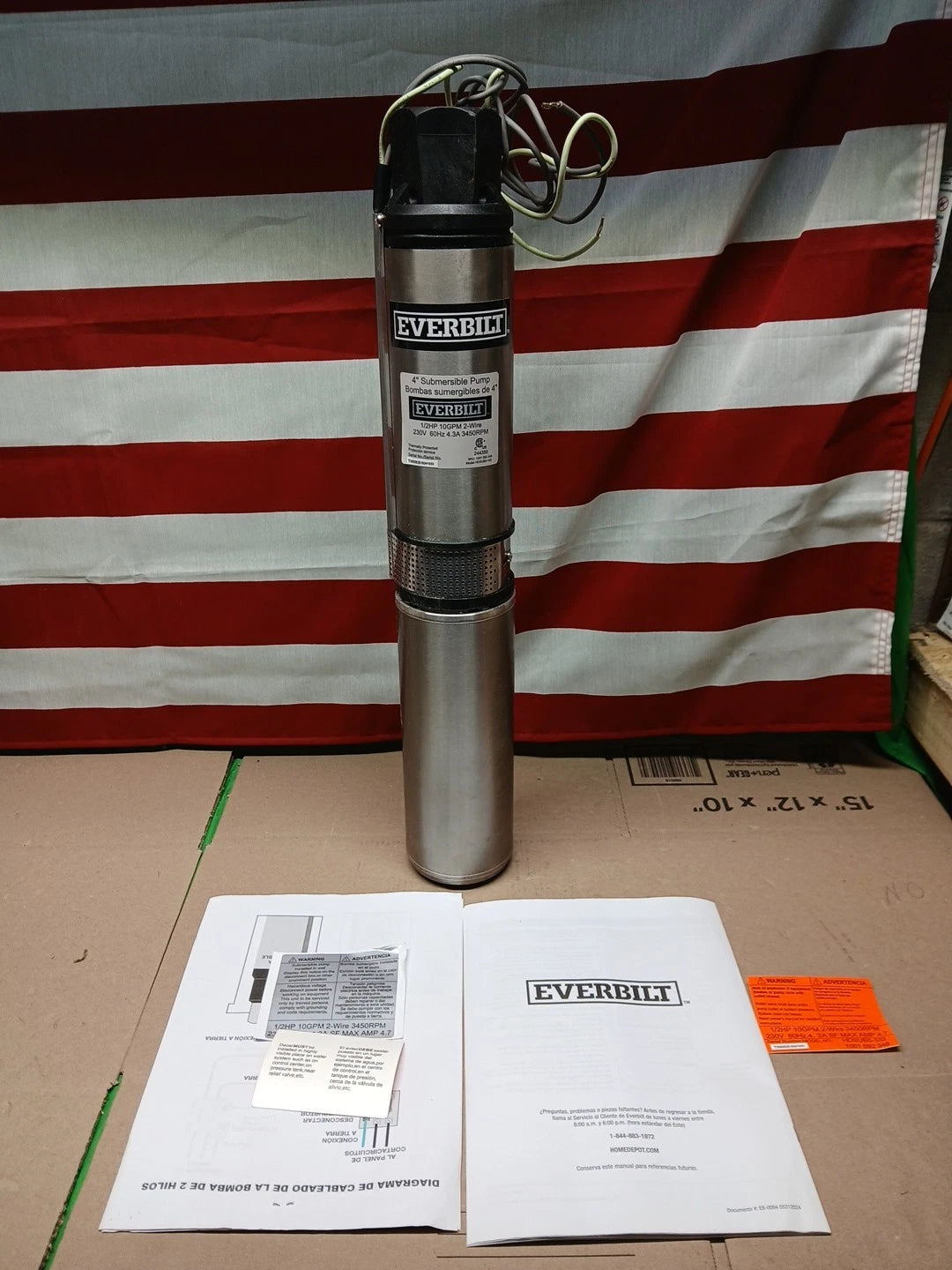 Everbilt1/2 HP Submersible 2-Wire Motor 10 GPM Deep Well Potable Water Pump