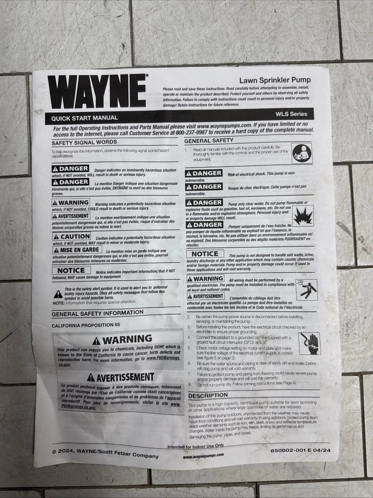 Wayne WLS200, 2 HP Permanent Lawn Irrigation Sprinkler Pump 240V Open Box