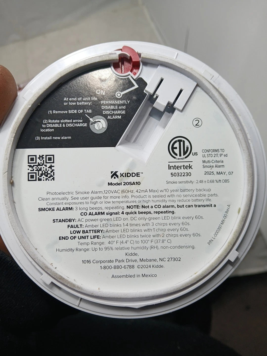 Kidde 20SA10 Smoke Alarm Hardwired Interconnected Detector (Open Box )