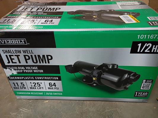Everbilt HDS2J5P 1/2 HP Plastic Shallow Well Jet Pump New* Open Box