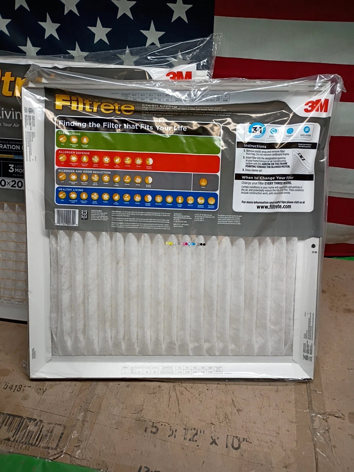 3M Filtrete 20x20x1 Air Filter MPR 300 Basic Dust Clean Living 6-Pack Brand New