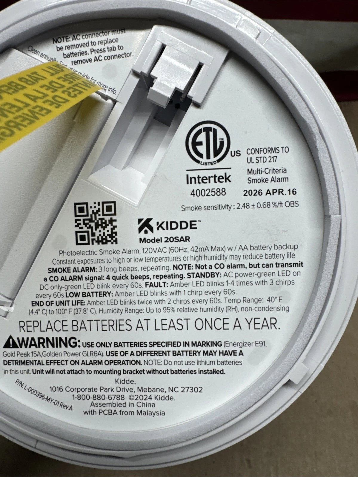 Kidde Smoke Alarm Model 20SAR Hard Wired Detector, battery, 4 Pack NEW OPEN BOX