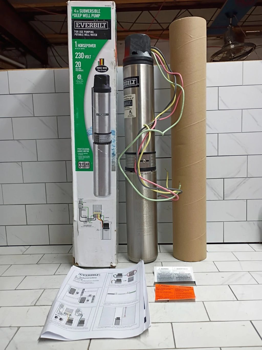 Everbilt EFSUB10-253HD 1 HP Submersible 3-Wire Motor 20-GPM Deep Well Pump