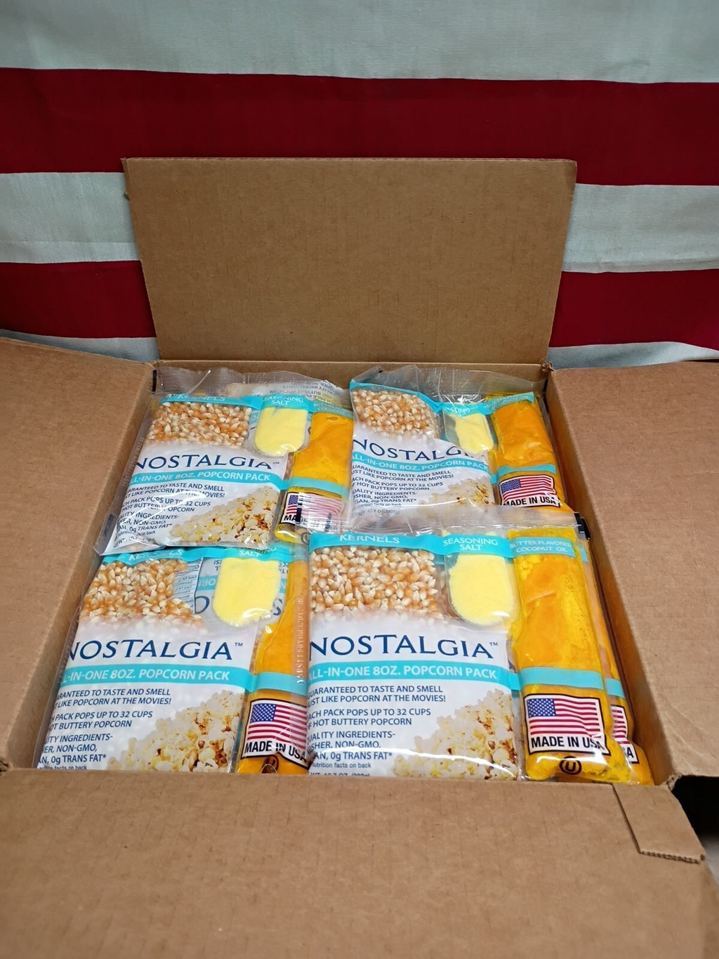 24 Pk Of 10 Oz Nostalgia Popcorn Kernels, Seasoning Salt, & Butter Flavored C...