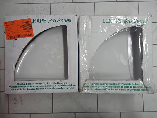 2PK Lenape Porcelain White Bathroom Corner Shelf Shower Storage Organizer. OB