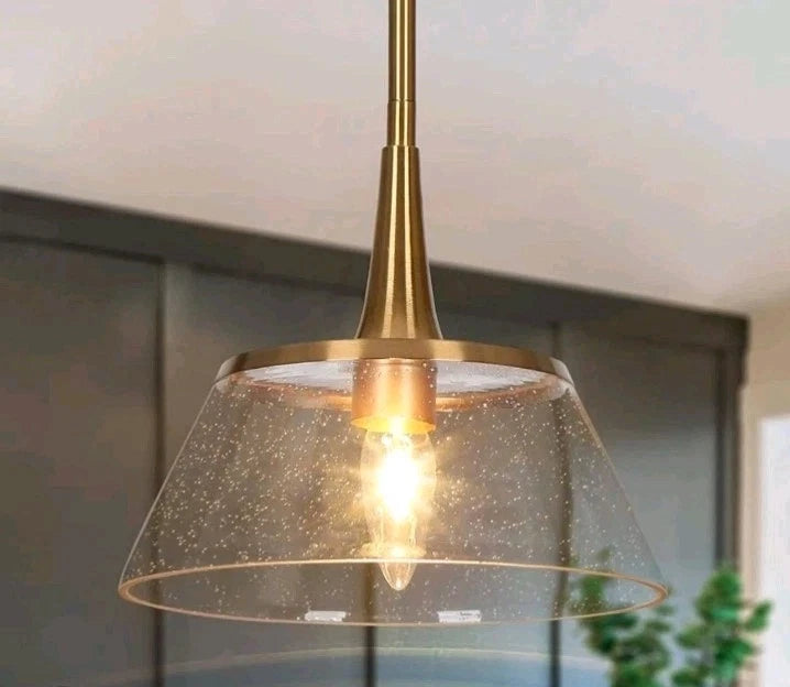Quoridan 1-Light Mini Brass Modern Pendant Light Fixtures A04975P Open Box