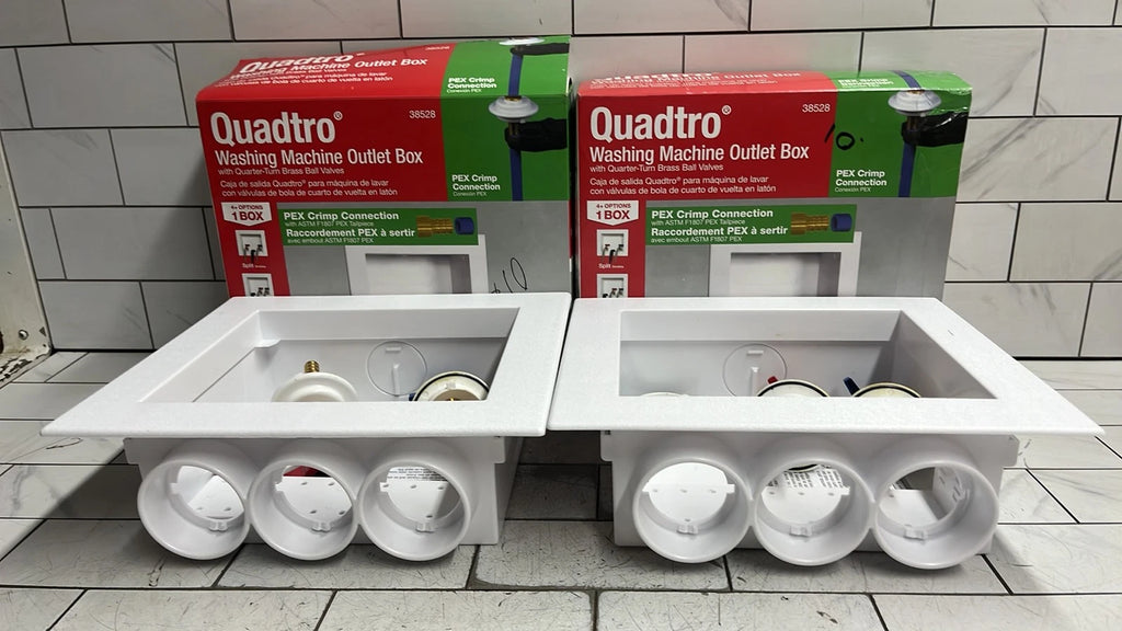 (2 Pack) Oatey Quadtro 38528 Washing Machine Outlet Box With PEX Crimp Valves OB