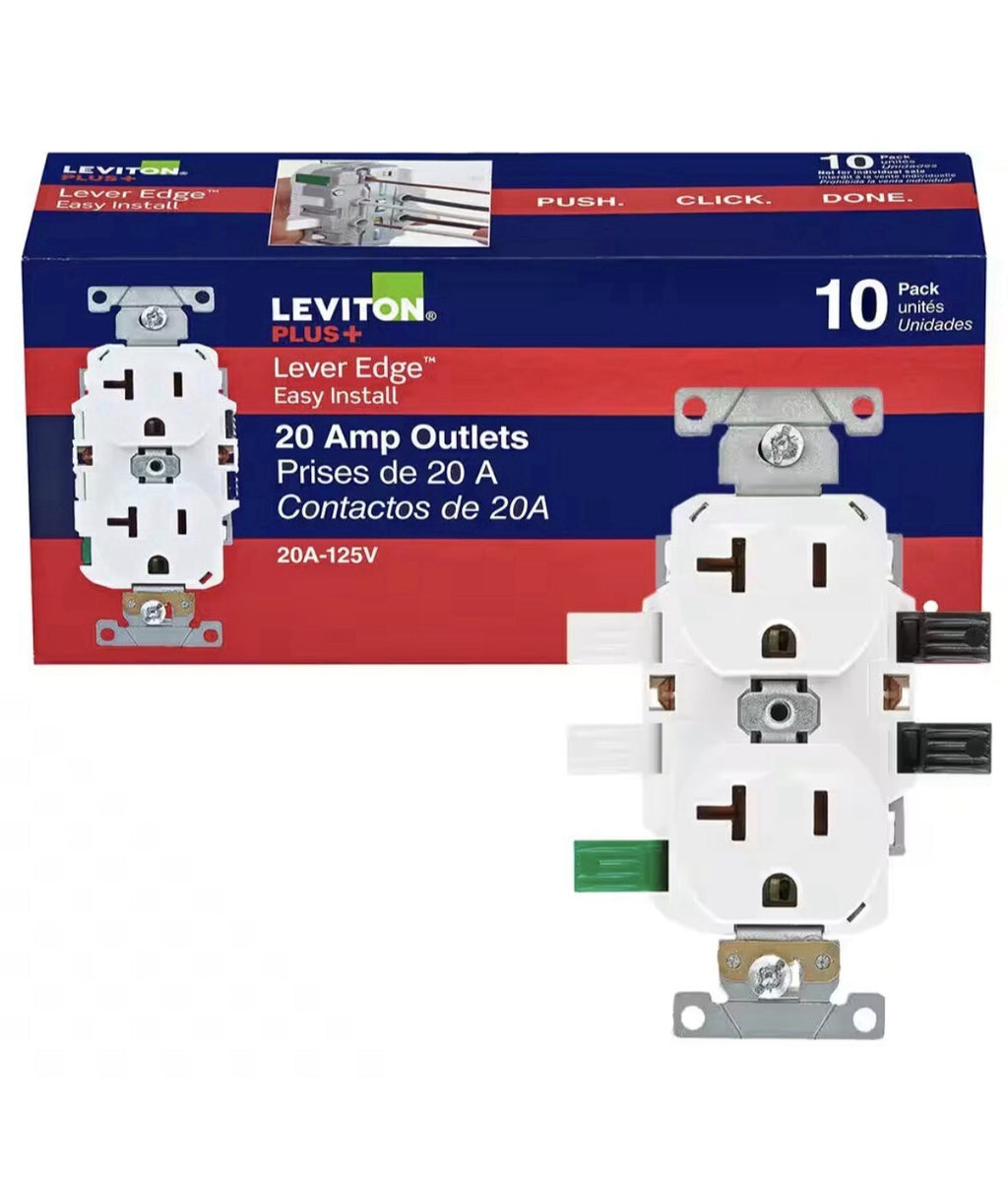 1PK Of 10  Leviton ECBR2-WMP Lever Edge 20 Amp 125-Volt Duplex Outlet (Open Box)