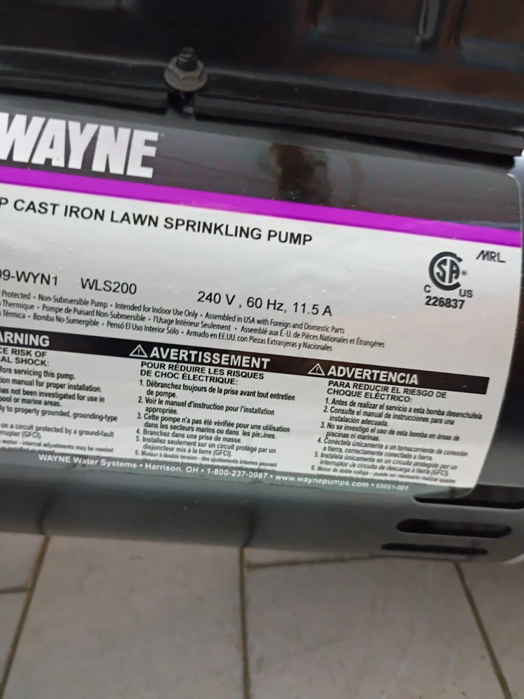 Wayne WLS200 2 HP Permanent Lawn Irrigation CST Iron Sprinkler Pump Open Box,