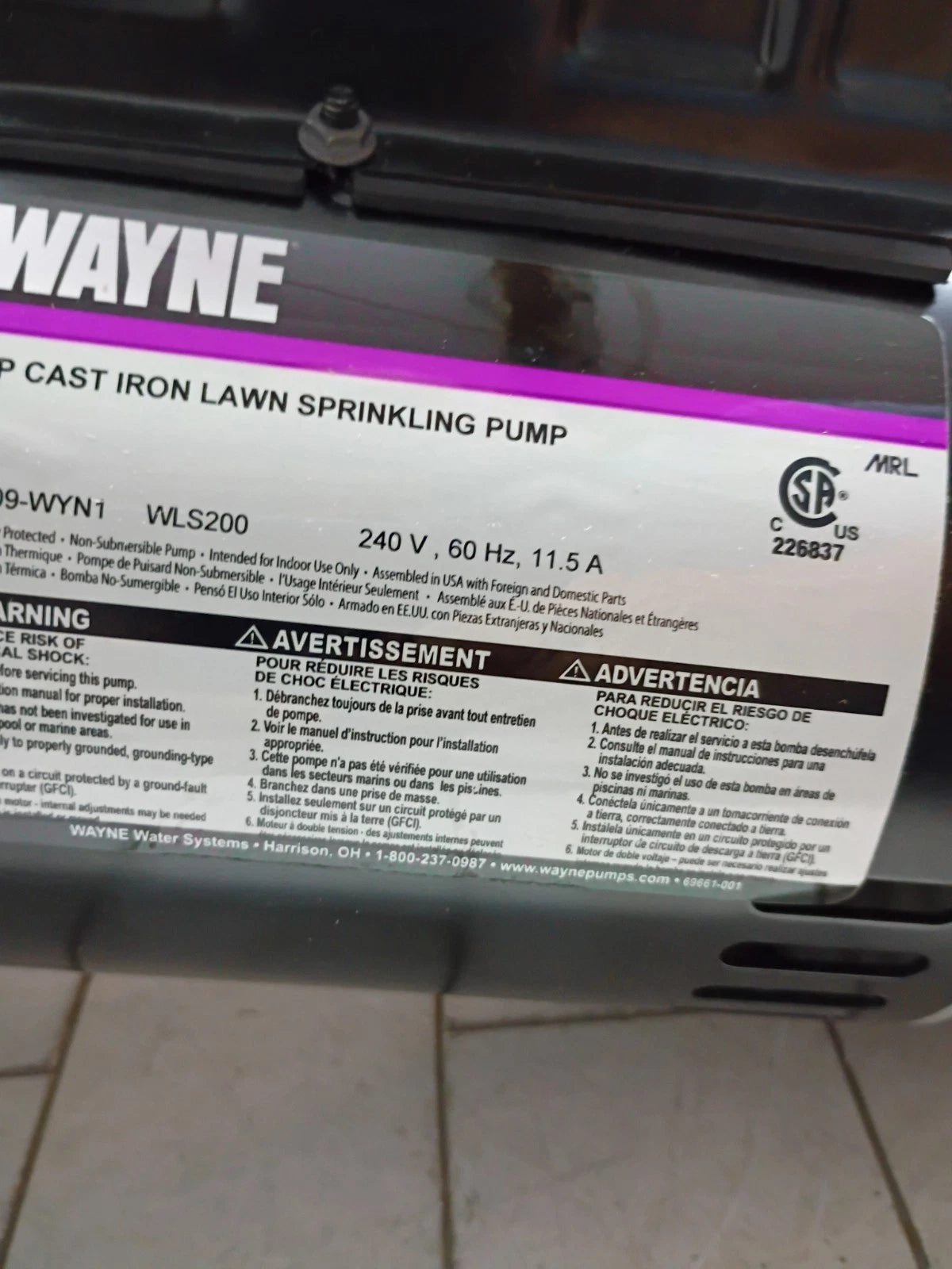 Wayne WLS200 2 HP Permanent Lawn Irrigation CST Iron Sprinkler Pump Open Box,