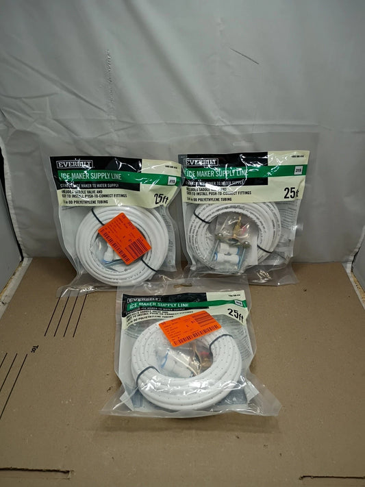 3-pack Everbilt 1/4 in. x 25 ft. Push-to-Connect Poly Ice Maker Supply Line Kit