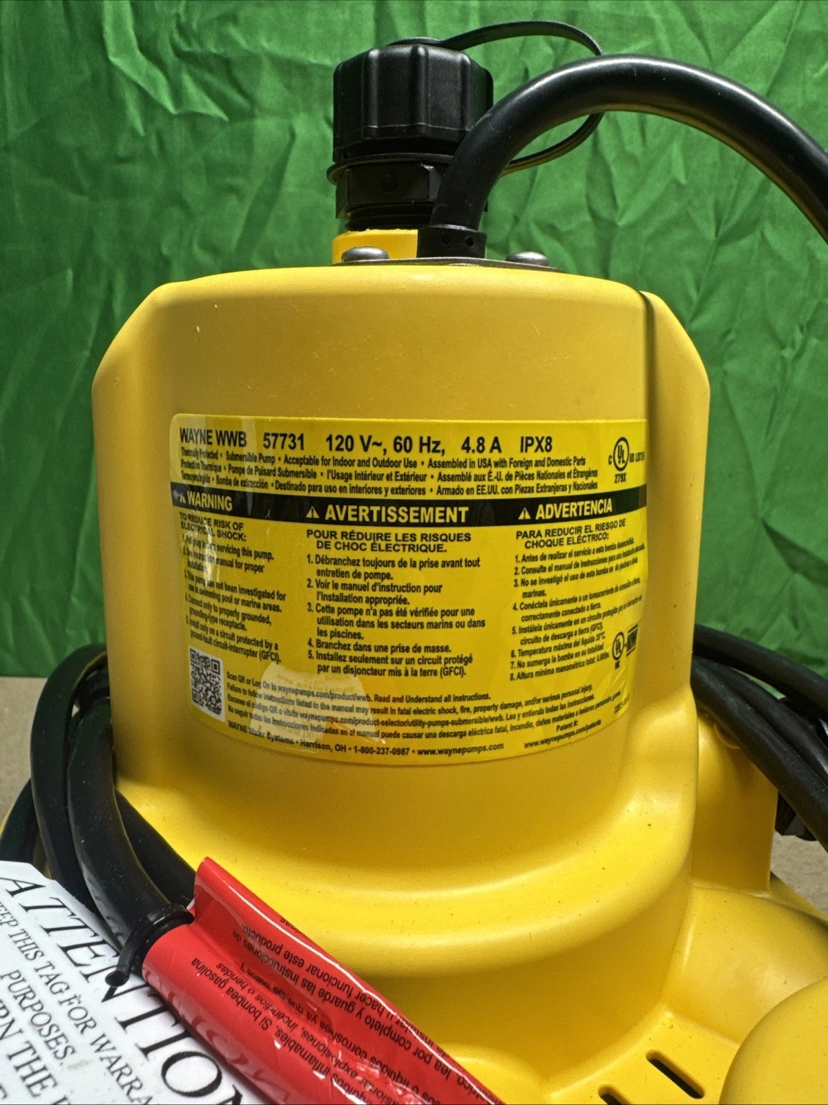 Wayne WWB WaterBUG Submersible Pump 1/6 hp .16 hp 1350 gph
