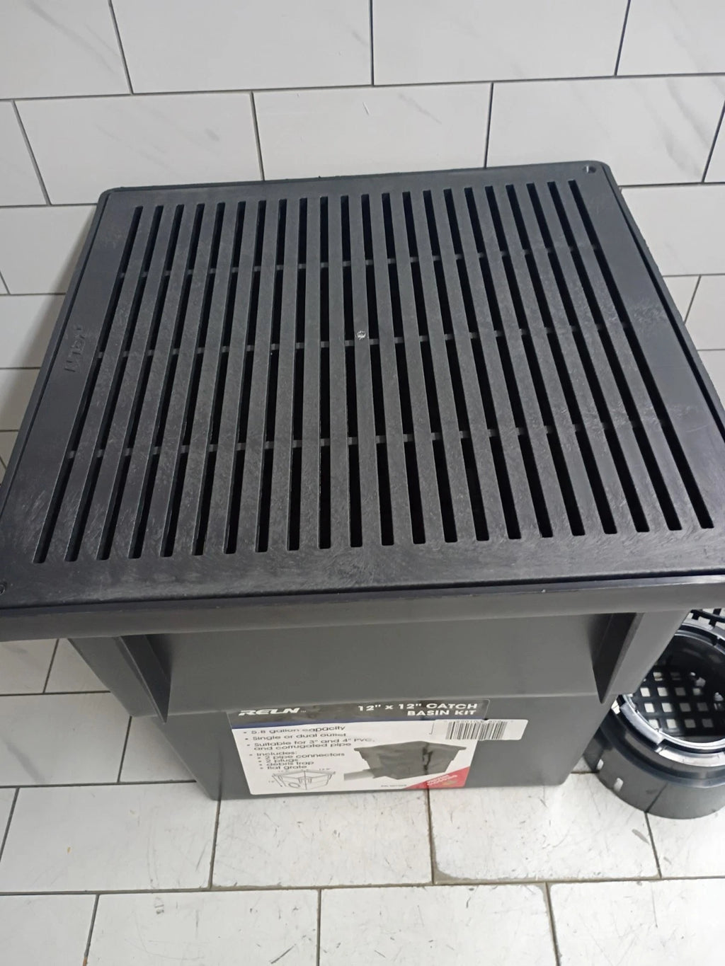 RELN 001028 12" x 12" Catch Basin Kit 5.8 Gal Capacity Fits 3" or 4" SewerDrain