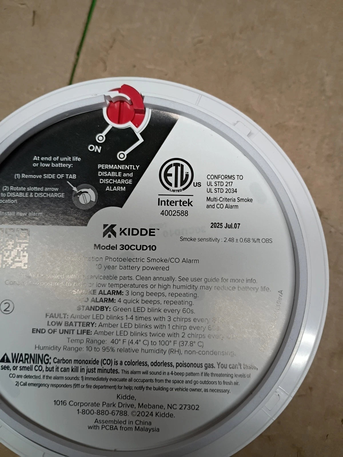 Kidde Smoke and CO Detector, 10-Year Battery, LED Warning Indicators 30CUD10,