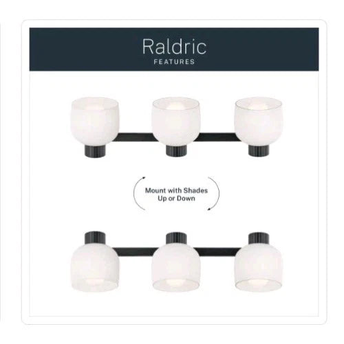 KICHLER 24" 3-Light Black Bathroom Vanity Light w/ Satin Etched White Glass OB