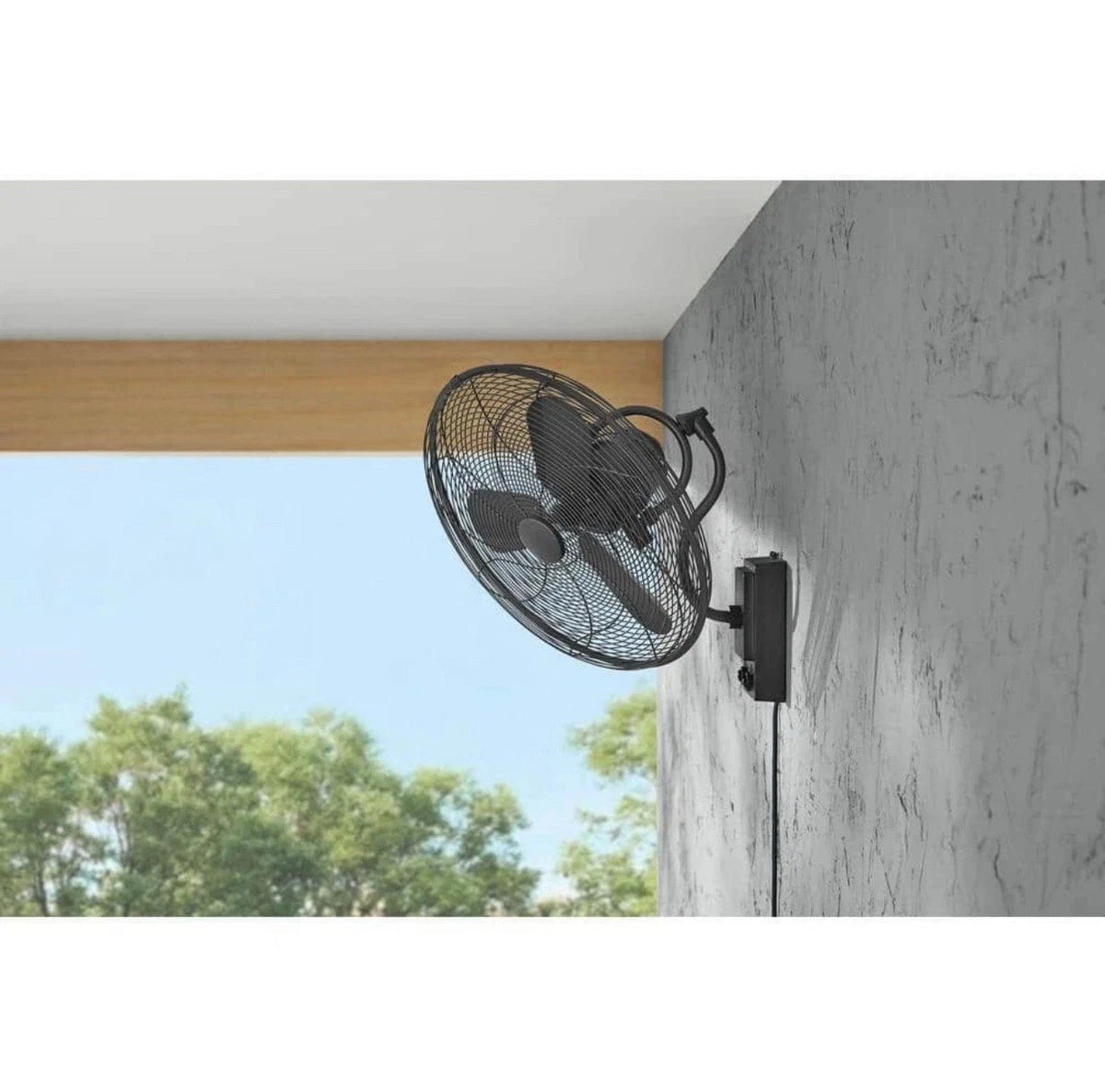 Bentley III 22 in. Indoor/Outdoor Natural Iron Oscillating Wall Fan Open Box