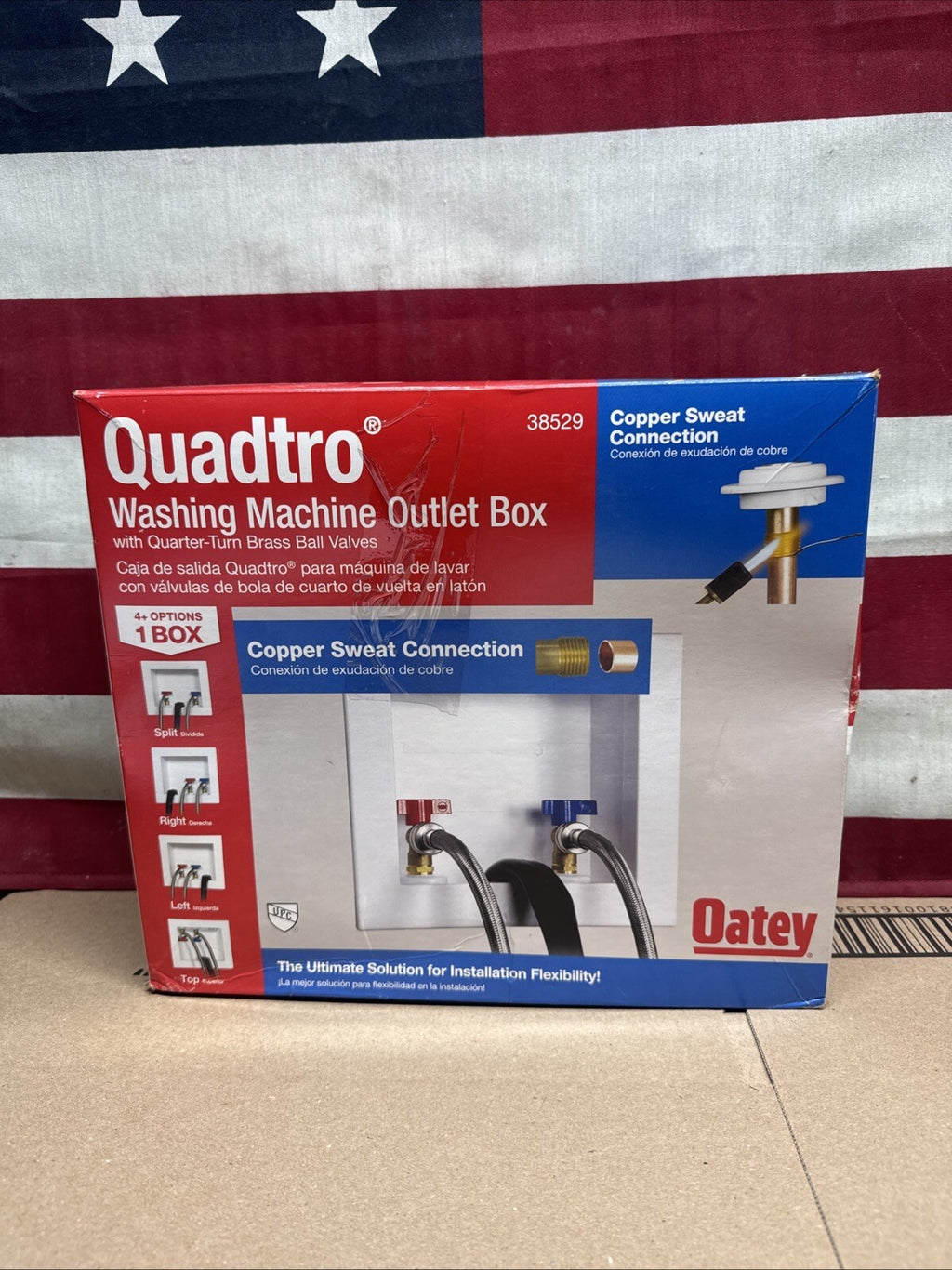 Oatey 38529 Washing Machine Center Drain Outlet Box With Valves NOB