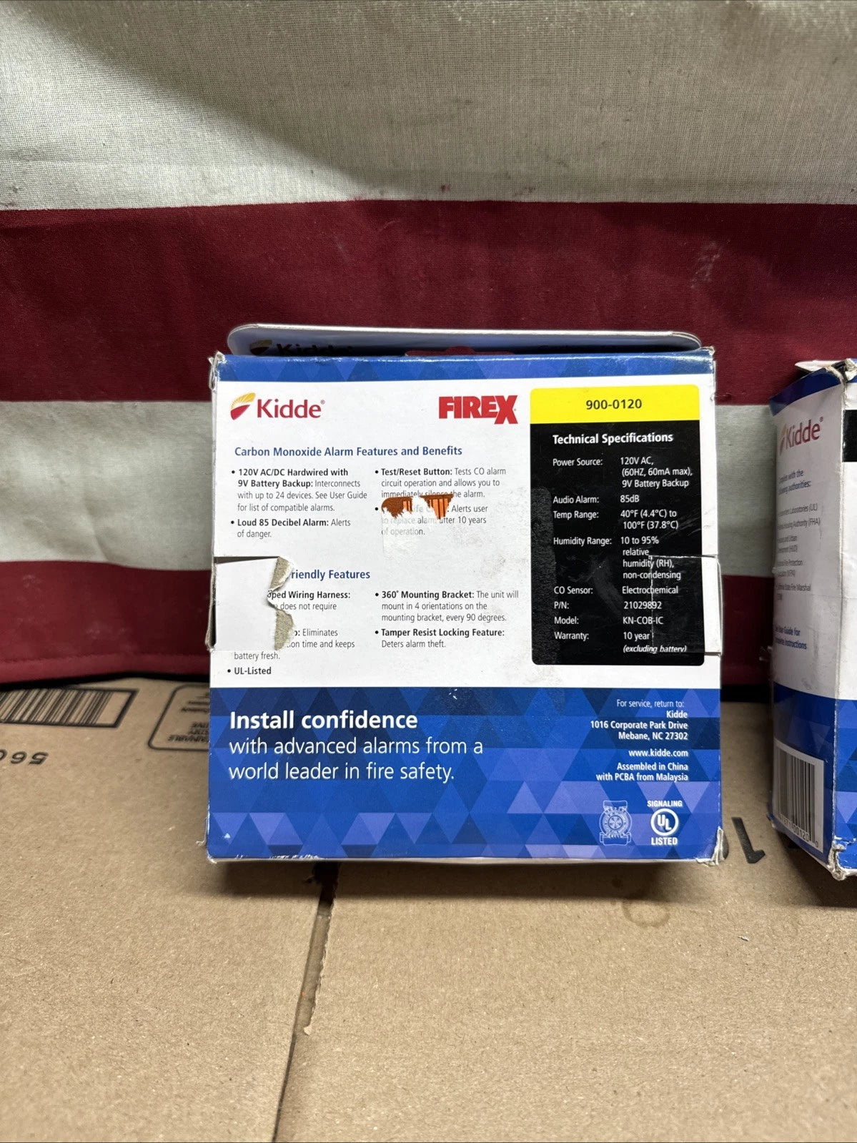 2PK KiddeFireX Hardwired Carbon Monoxide Detector w/ LED Light, Interconnectable