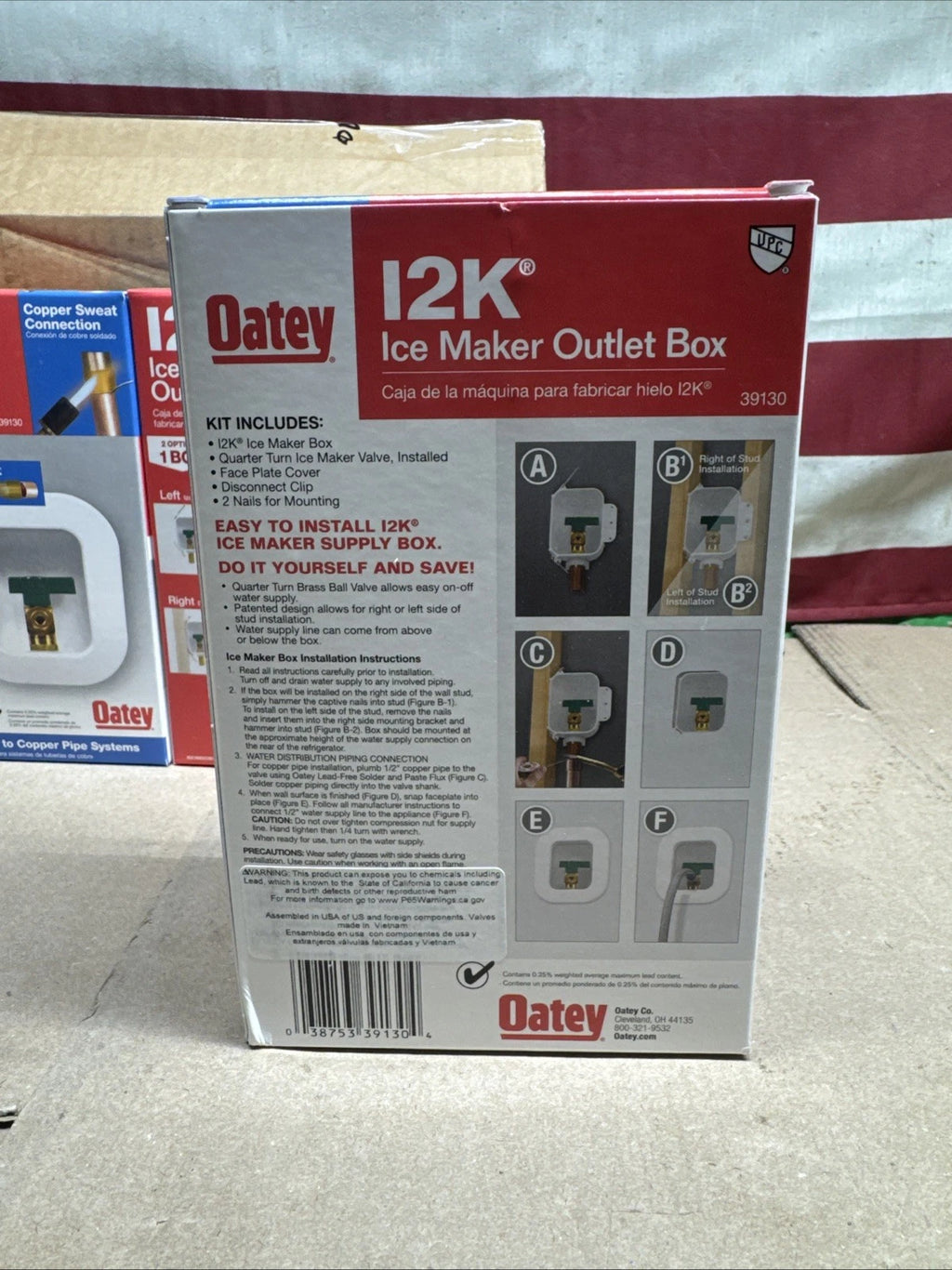 4pk Oatey I2K 39130 Quarter Turn Ice Maker Outlet Box New Open Box