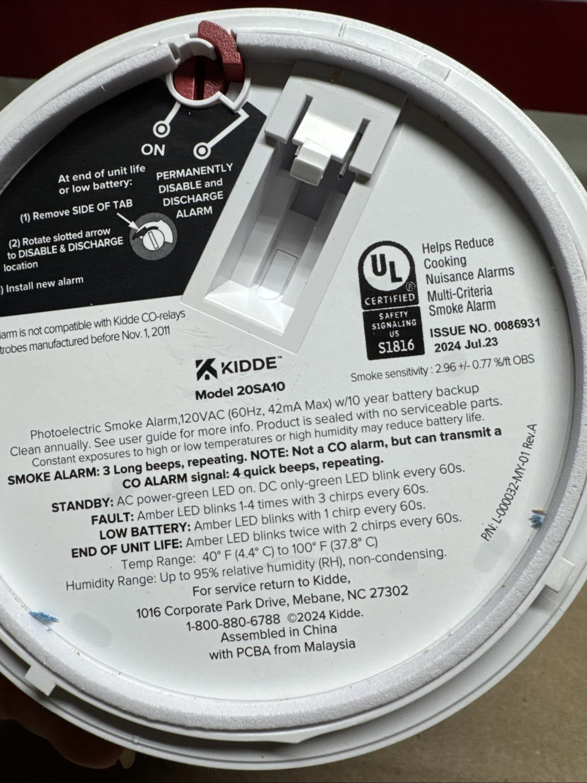 Kidde 20SA10 Hardwired Smoke Detector, 10-Year Battery, Interconnectable