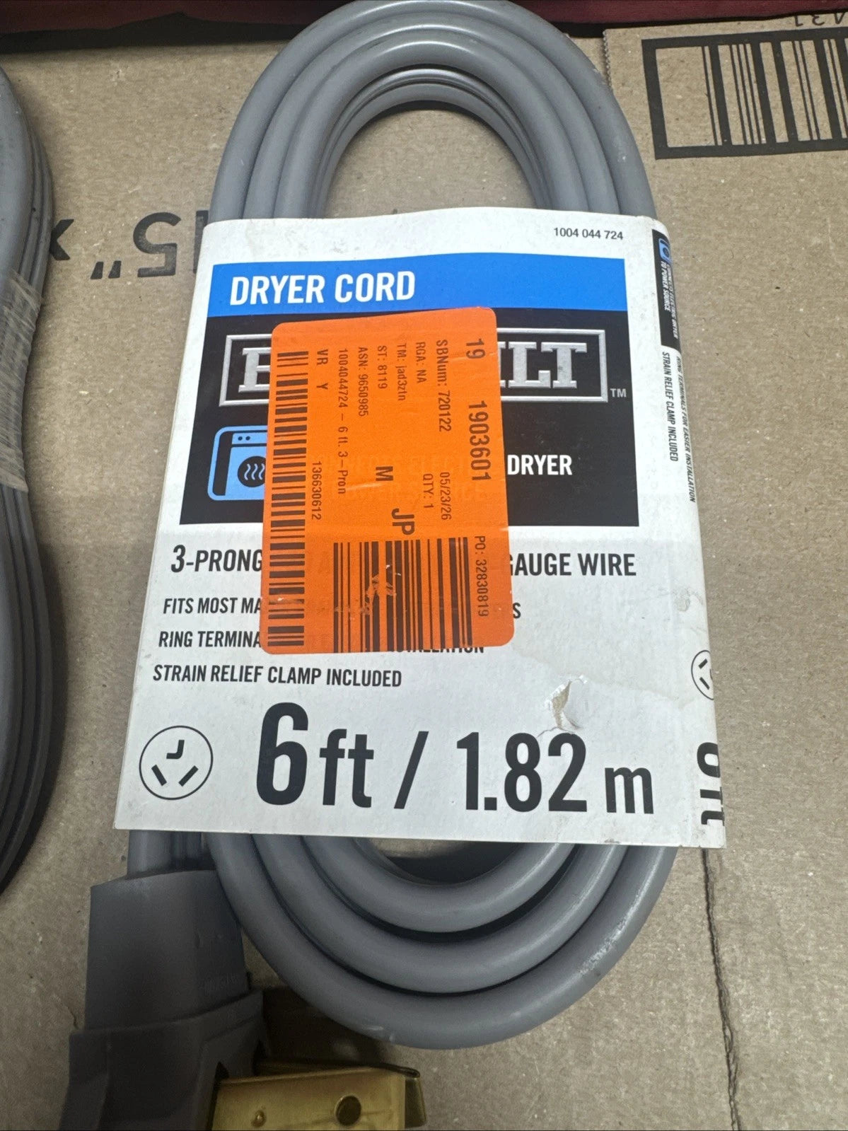 Lot Of 5 Everbilt 3-Prong Dryer Power Cord 30 Amp 6ft. 98247
