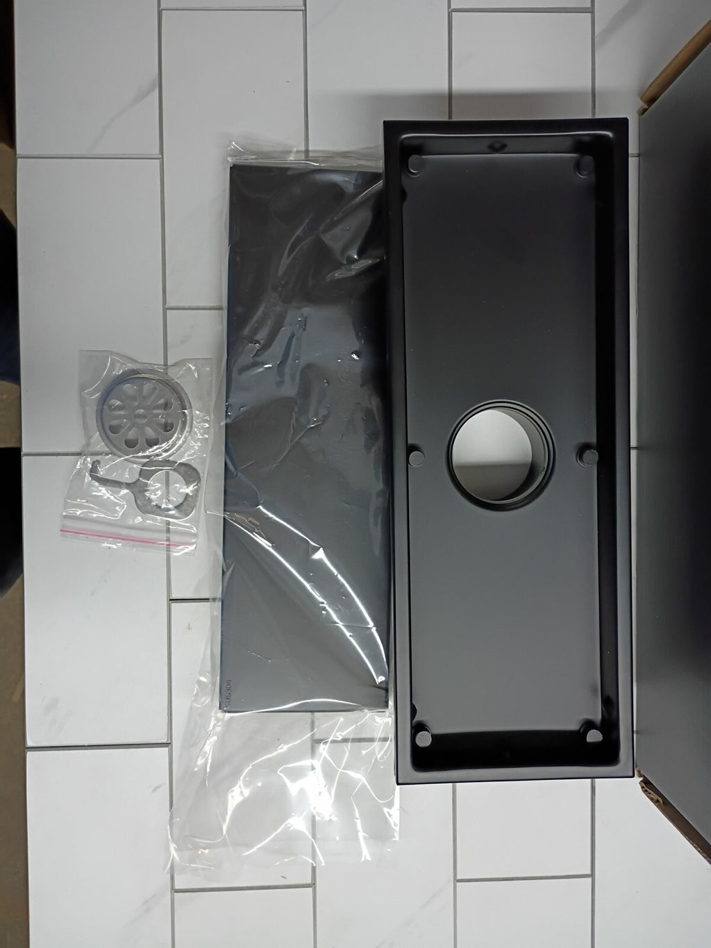 Rectangular Shower Drain Odor-proof Floor Drain 12x4 Inch Black