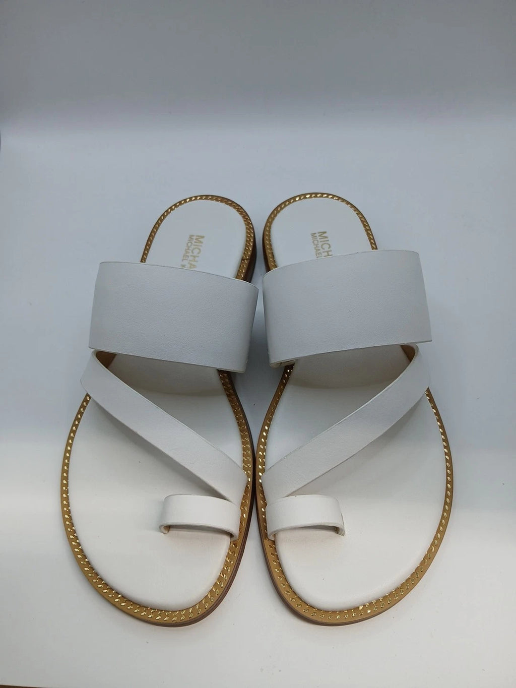 Michael Kors Selah Leather Slide Sandal White( 5M)