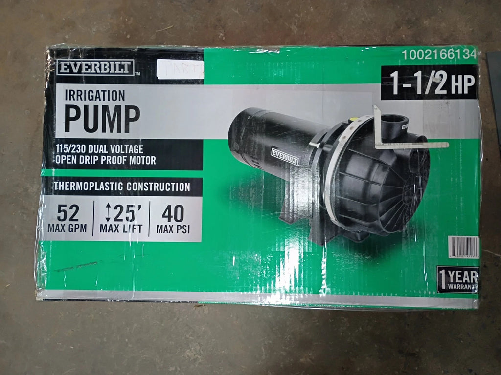 Everbilt HDLS15P, Lawn Irrigation Pump Plastic 1-1/2HP, 52 GPM **PARTS ONLY**