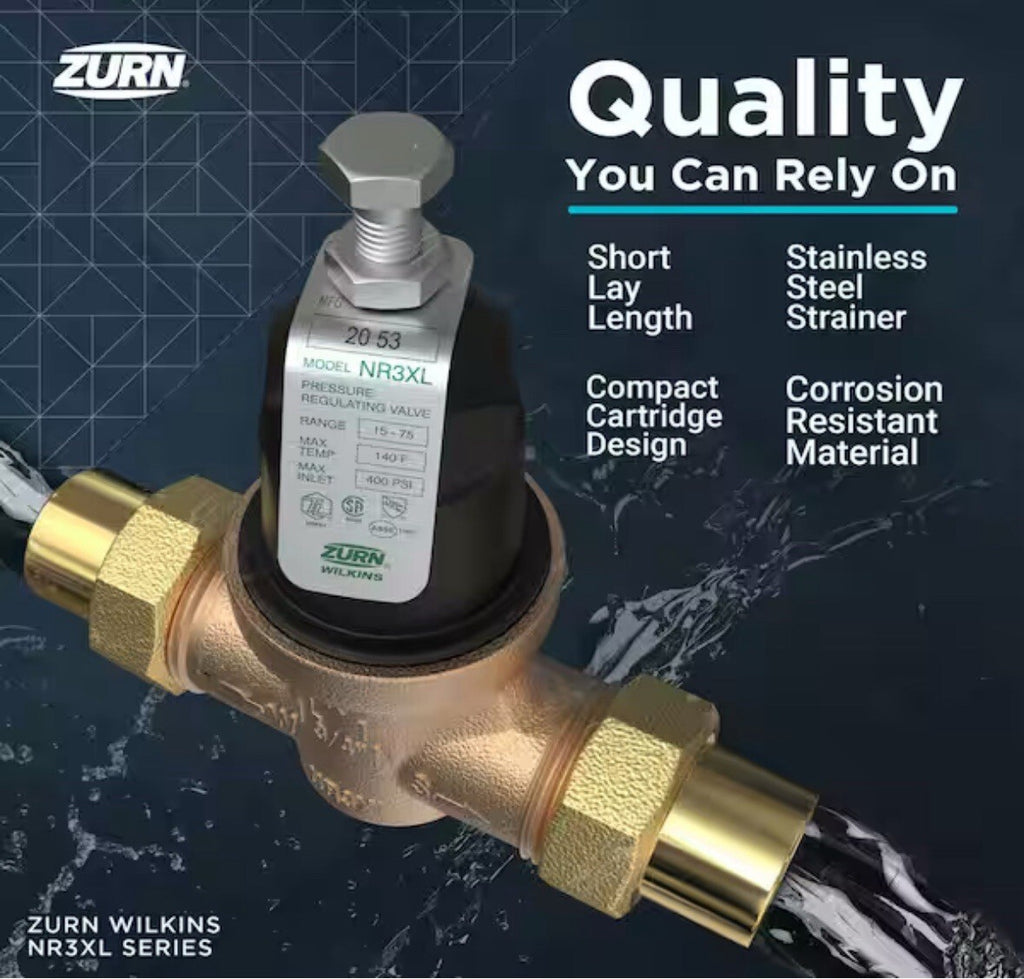Wilkins 3/4 in. NR3XL Pressure Reducing Valve with Double Union FNPT Connection
