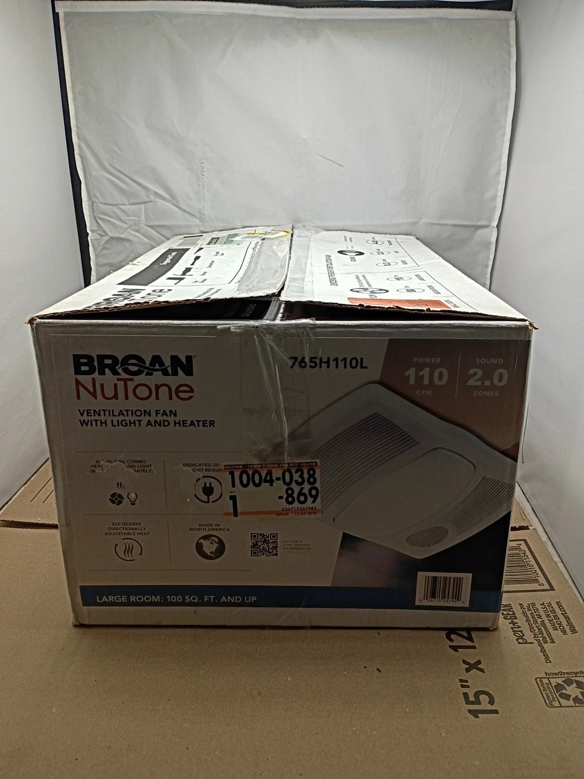BROAN 765H110L 110 CFM Ceiling Bathroom Exhaust Fan Light and 1500-Watt Heater.