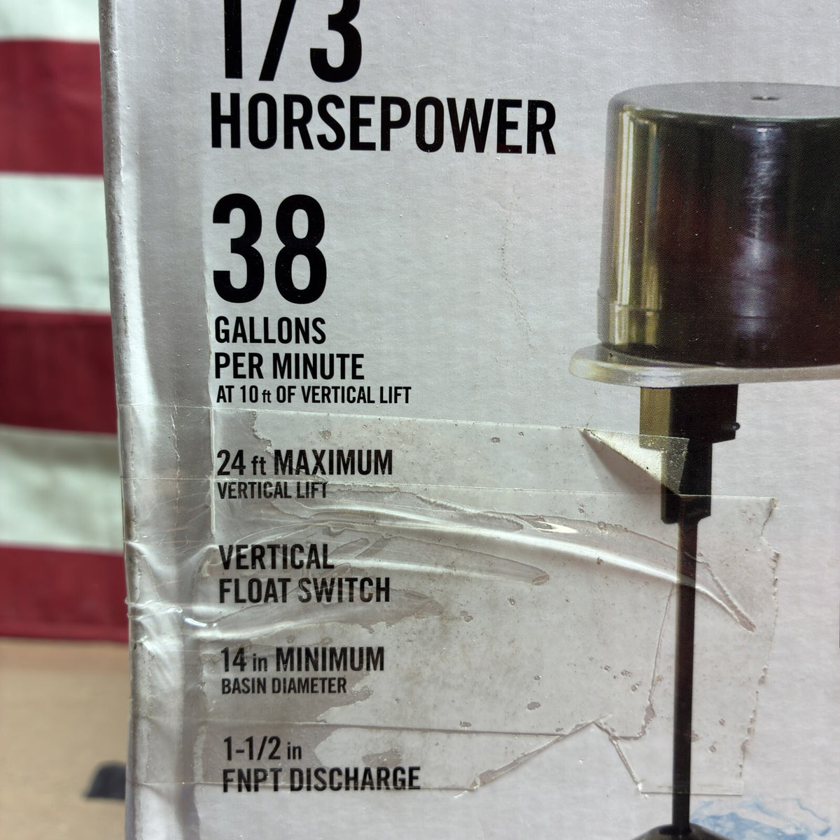 HDSP33V Everbilt 1/3 HP Aluminum Sump Pump Submersible  Vertical Switch Open Box
