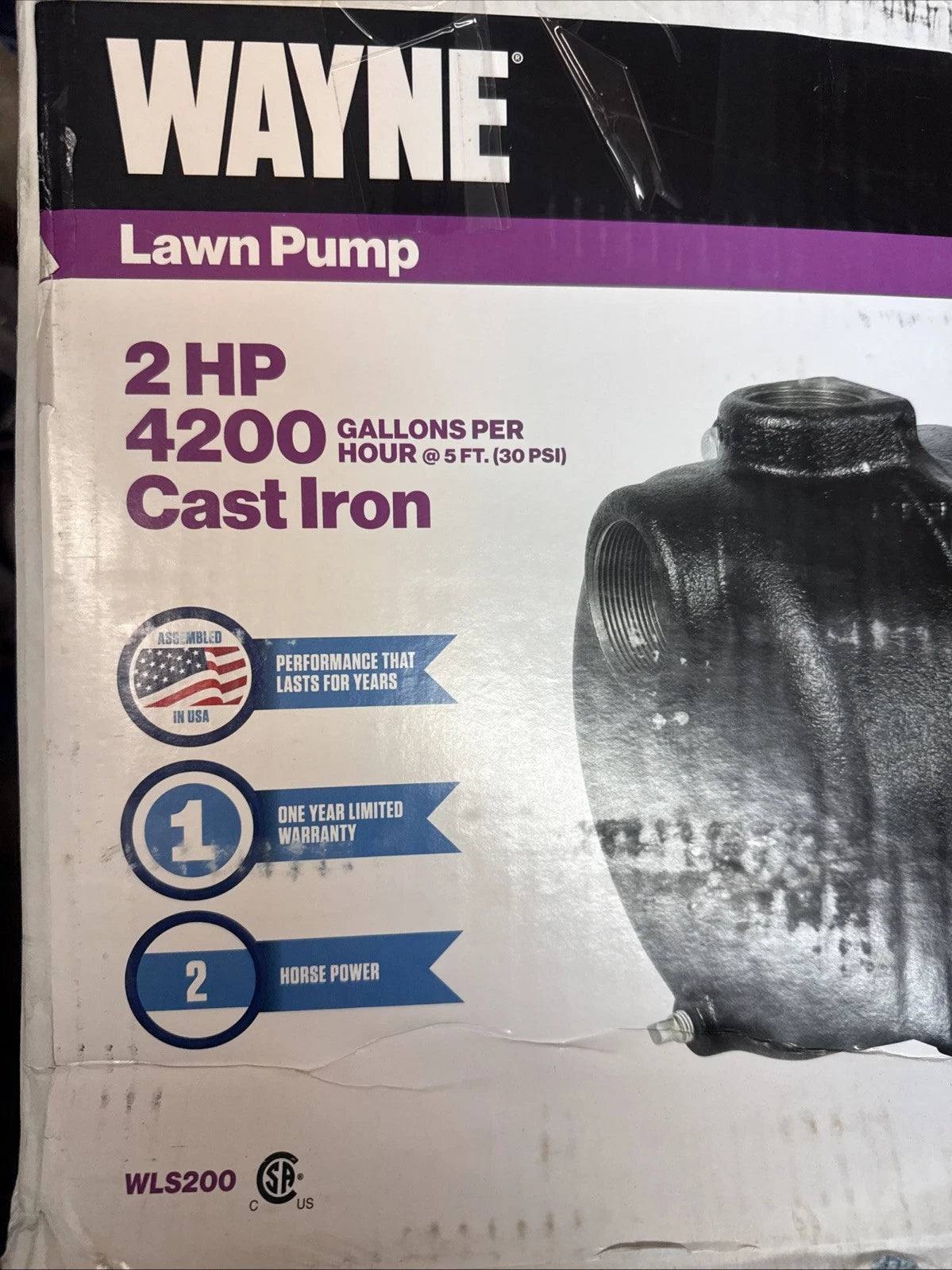 Wayne 58409-WYN1, 2 HP Permanent Lawn Irrigation Sprinkler Pump Open Box