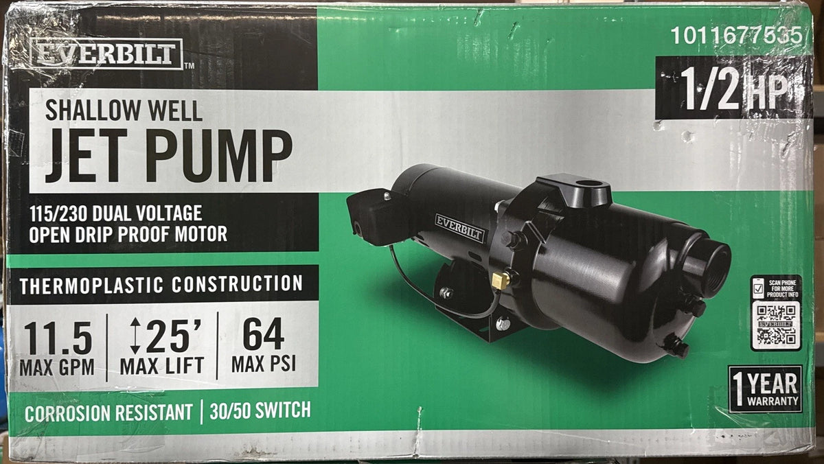 Everbilt 1/2 HP Shallow Well Jet Pump 1011677535 NOB