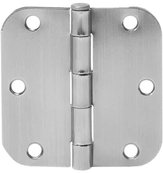 12 Pk Rounded 3.5 Inch x 3.5 Inch Door Hinges W/Screw Satin Nickel Amazon Basics