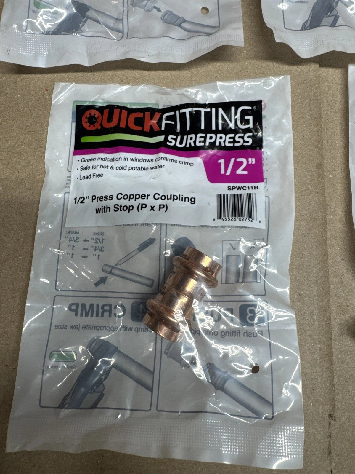 Lot Of 7 CPLNG W/STP PRS CPR 1/2"