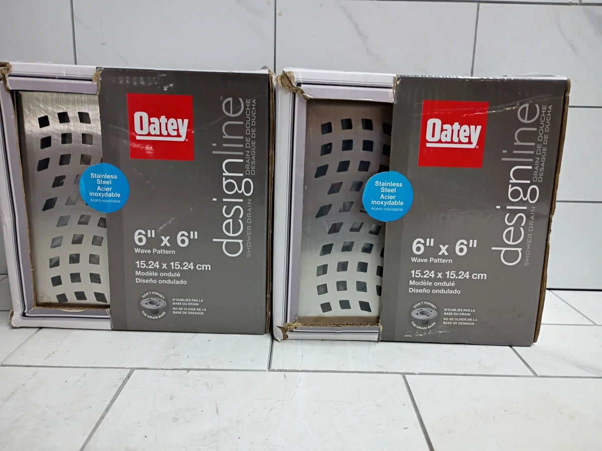 2-PK OATEY DSS4060R-d-04 Designline 6"x6" Square Shower Drain Grate - Open Box
