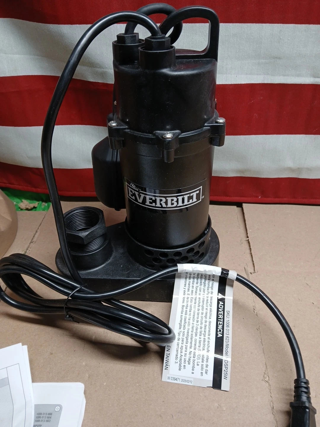 Everbilt 1/4 HP Aluminum Sump Pump w/ Tether Float Switch HDSP25W NEW OPEN BOX.