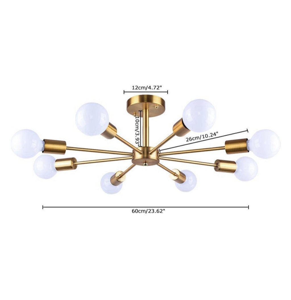 RRTYO Gallman 23.6 in. 8-Light Gold Mid-Century Pendant Ceiling Light Sputnik…