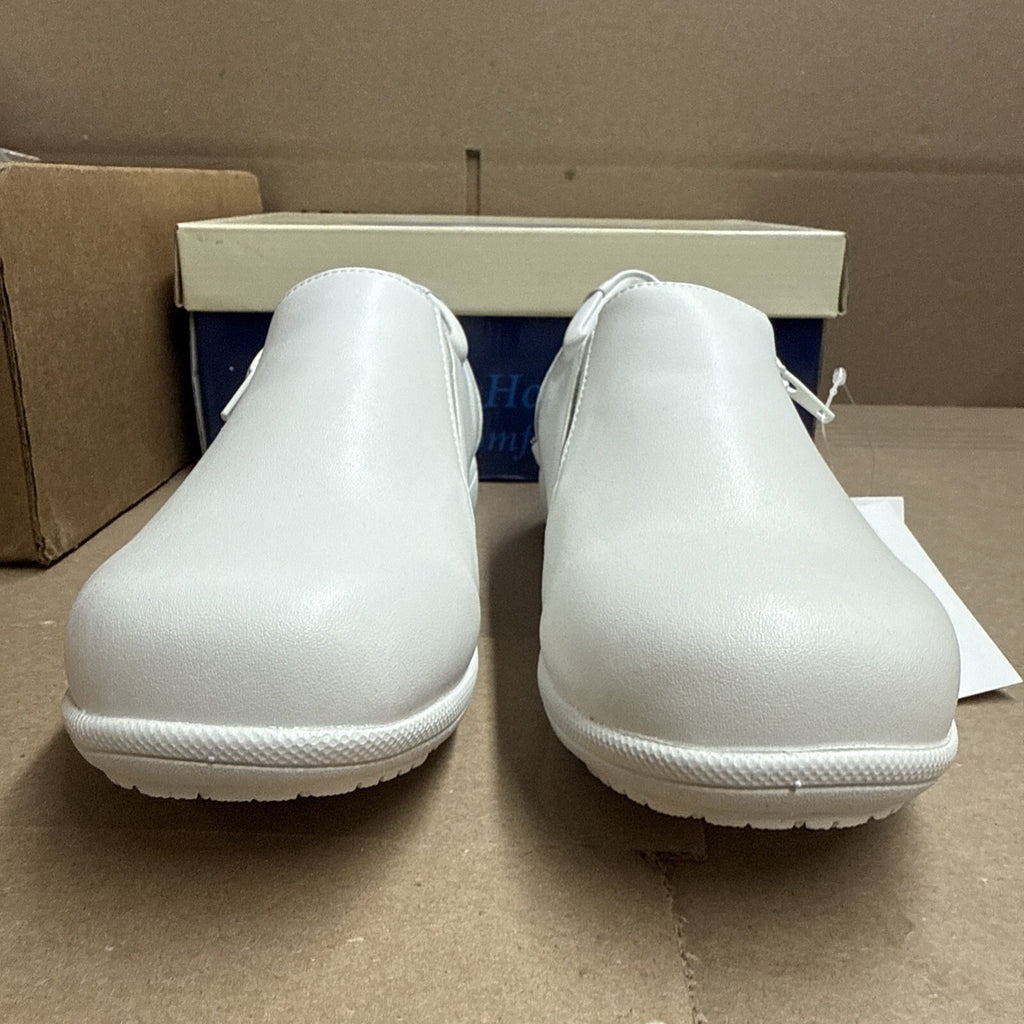 24 HOUR COMFORT Ester Women's 6.5 Wide Width Slip-On Leather Loafers Nurse
