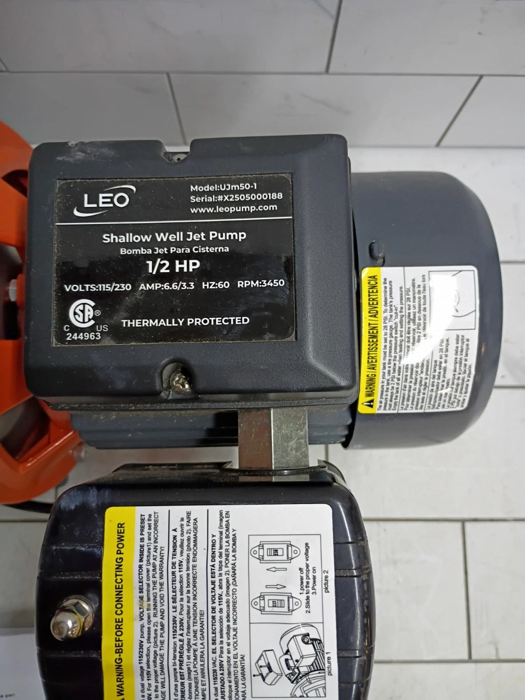 Leo UJm50-1 1/2 HP 115/230-Volt Cast Iron Shallow Well Jet Pump, parts only
