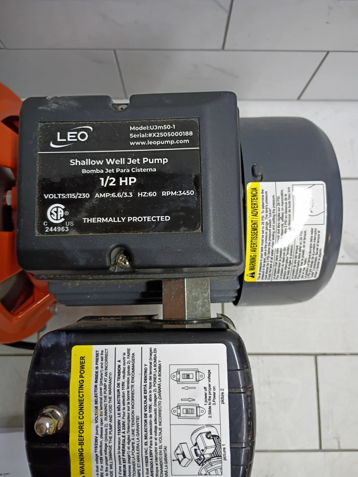 Leo UJm50-1 1/2 HP 115/230-Volt Cast Iron Shallow Well Jet Pump, parts only