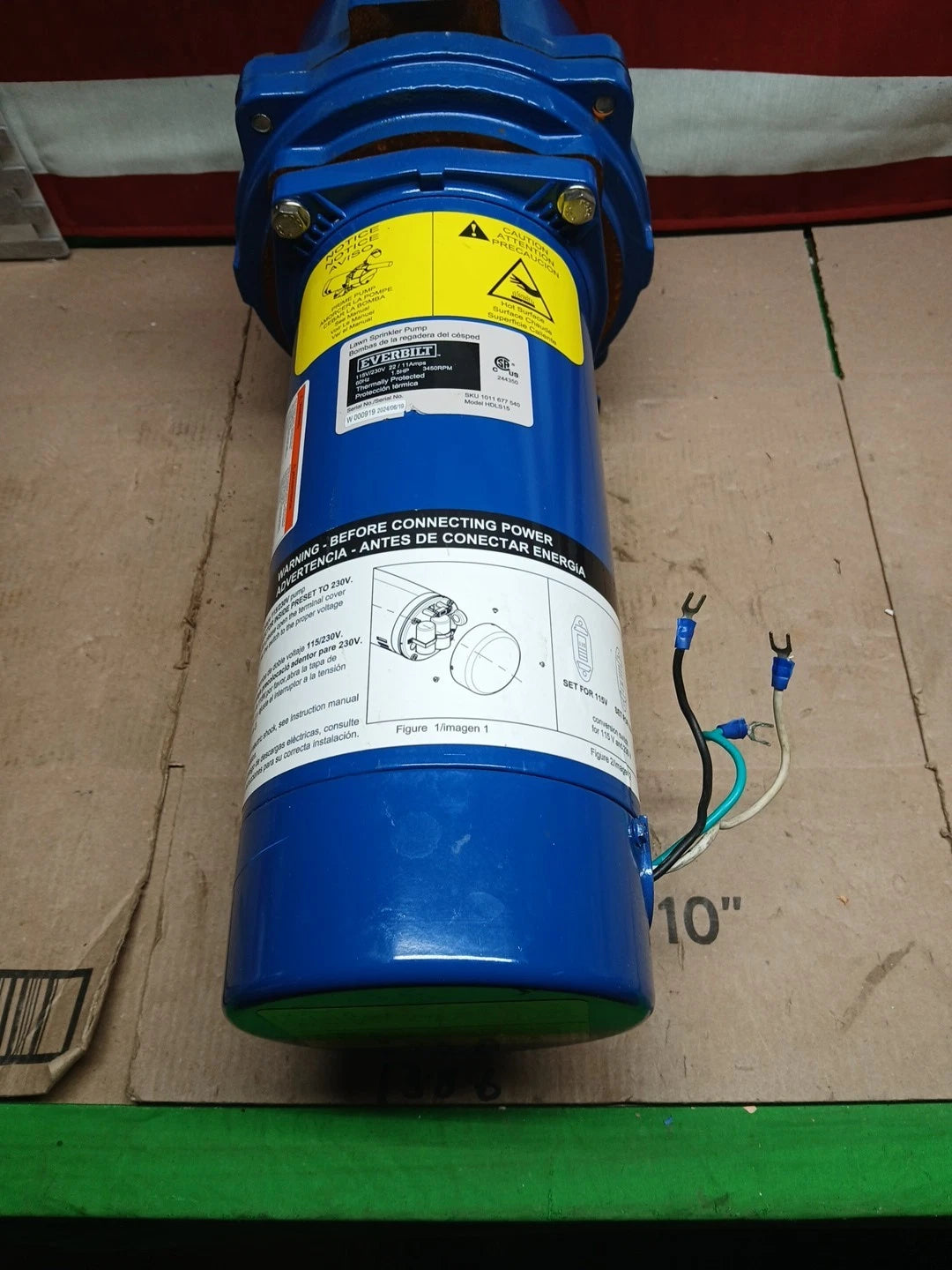 Everbilt 1-1/2 HP Cast Iron Lawn Irrigation Pump 115 /230 Dual Voltage FOR PARTS