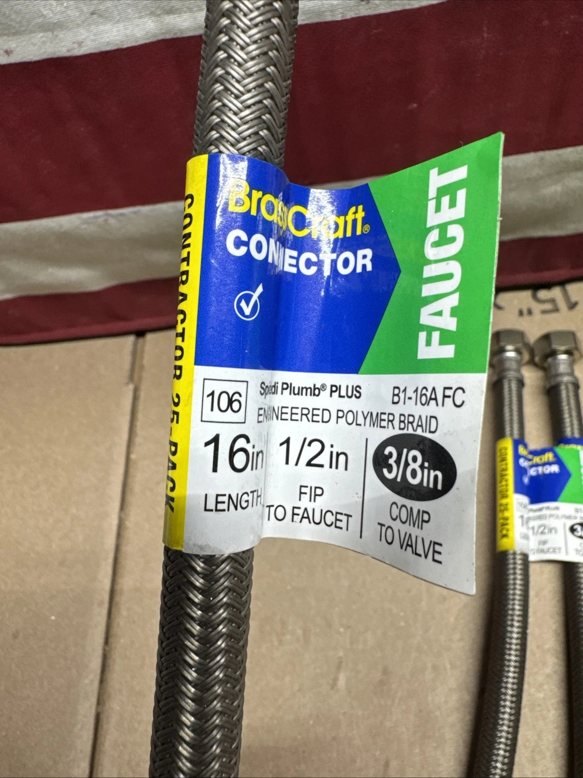 LOT- 6 PC. -1/2 in. IPS x 3/8 in x 16 in. Faucet Hose Connector brass craft.