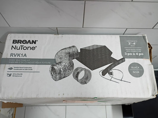 BROAN NUTONE RVK1A 3”-4” Roof Vent Kit For Round Duct Steel In Black NEW OB