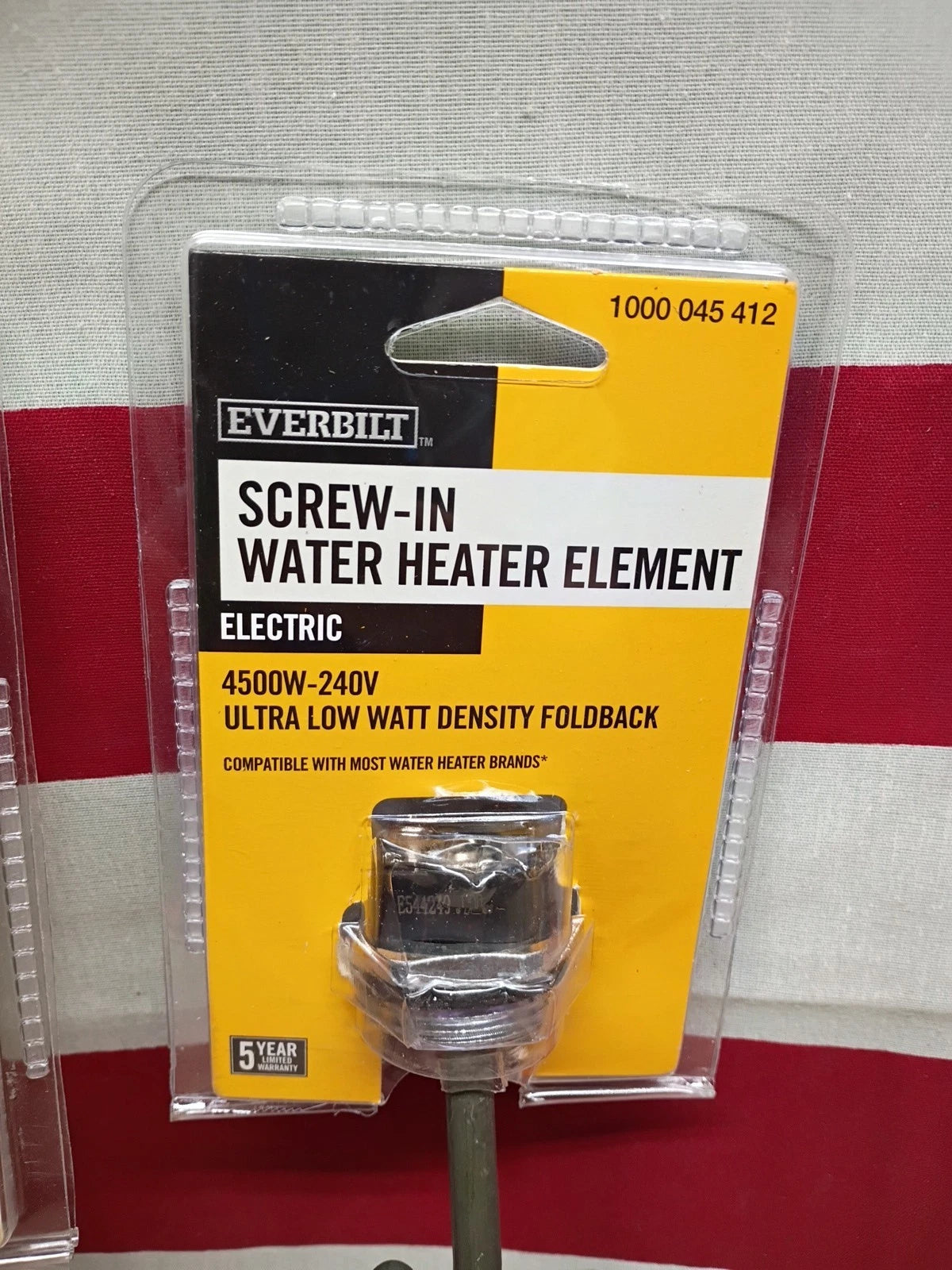 5pk Everbilt 4500W Fold-Back Screw-In Alloy Water Heater Element Stainless Steel