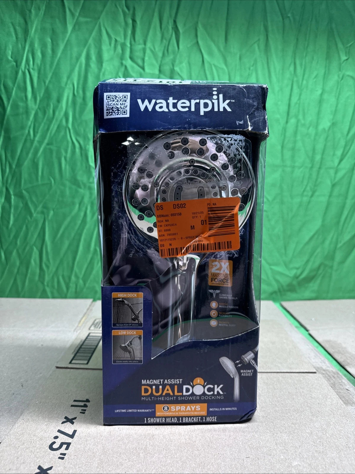 Waterpik 8-Spray Wall Mount Magnet Multi Height Handheld Shower Head 1.8 GPM