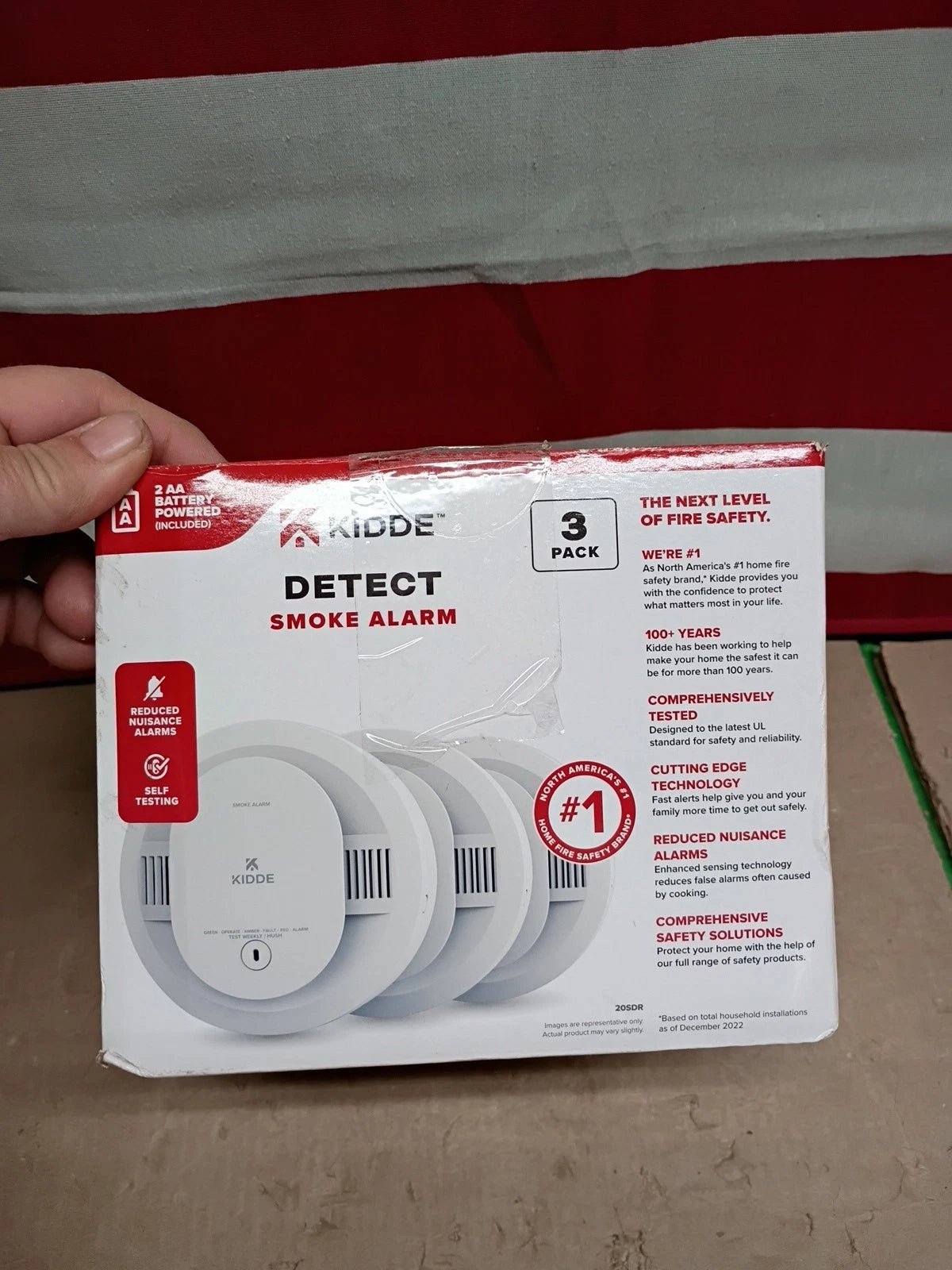 3Pk Kidde 20SDR AA Battery Powered Smoke Detector with Photoelectric Sensor OB